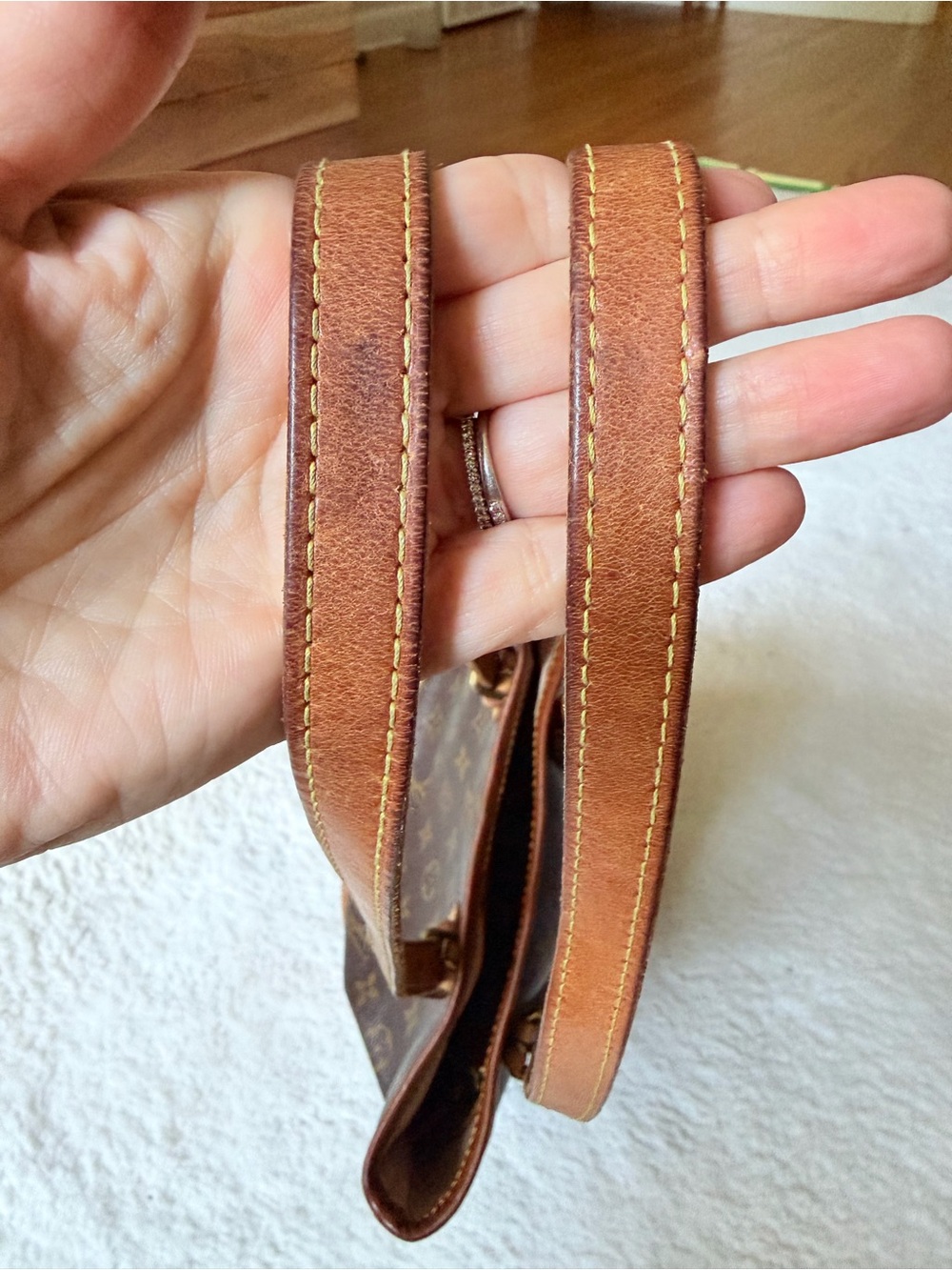 Louis Vuitton Monogram Bucket Bag in Brown & Tan Leather Trim - Picture 7 of 16